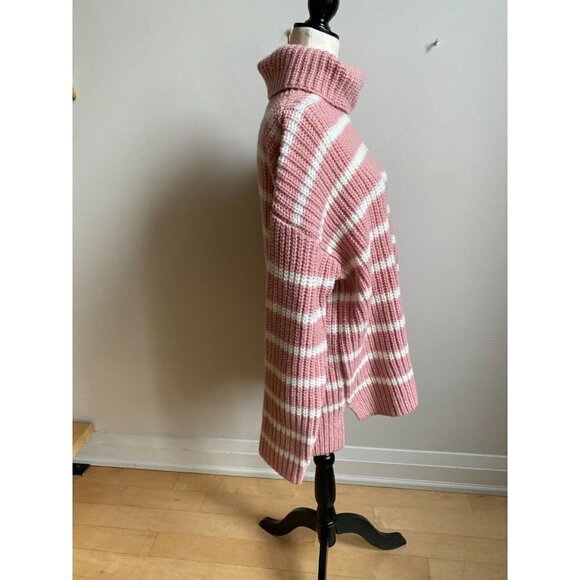 CASLON Bnwt Pink Striped Turtleneck Sweater Women New Wool Blend - Picture 4 of 7